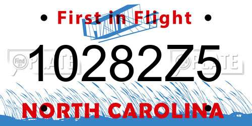 10282Z5 North Carolina License Plate