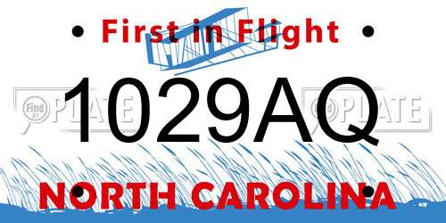 1029AQ North Carolina License Plate