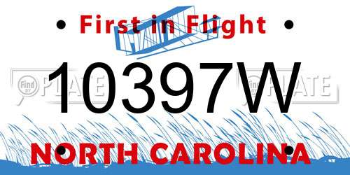 10397W North Carolina License Plate