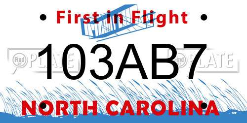 103AB7 North Carolina License Plate