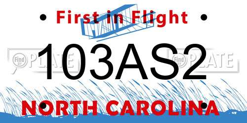 103AS2 North Carolina License Plate
