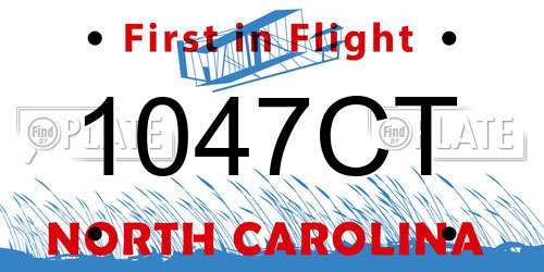 1047CT North Carolina License Plate
