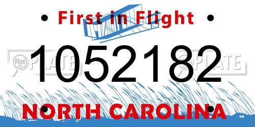 1052182 North Carolina License Plate