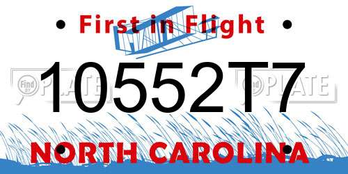 10552T7 North Carolina License Plate
