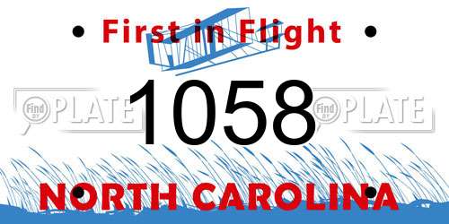 1058 North Carolina License Plate