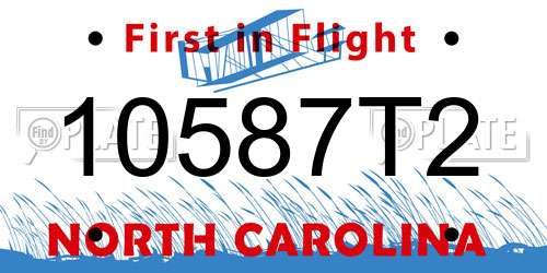 10587T2 North Carolina License Plate