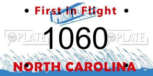 1060 North Carolina License Plate