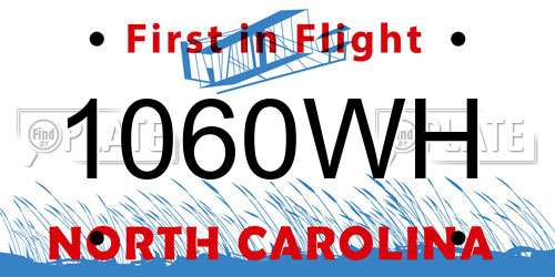1060WH North Carolina License Plate