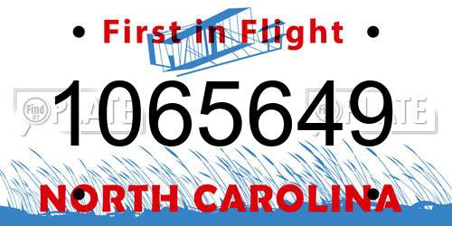 1065649 North Carolina License Plate