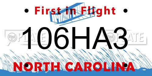 106HA3 North Carolina License Plate