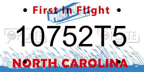 10752T5 North Carolina License Plate