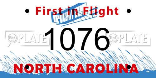 1076 North Carolina License Plate