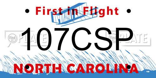 107CSP North Carolina License Plate