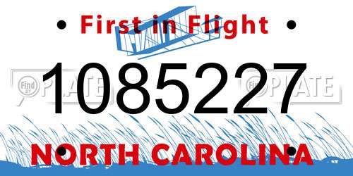 1085227 North Carolina License Plate