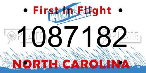 1087182 North Carolina License Plate