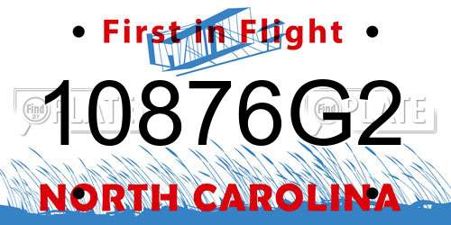 10876G2 North Carolina License Plate