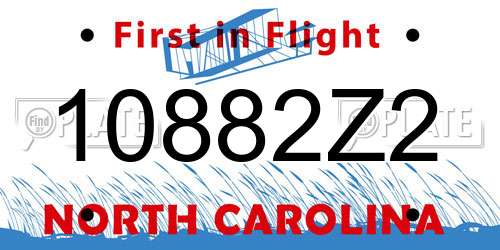 10882Z2 North Carolina License Plate