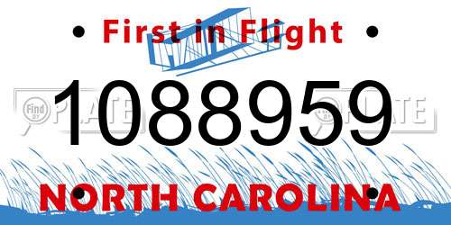 1088959 North Carolina License Plate
