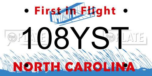 108YST North Carolina License Plate