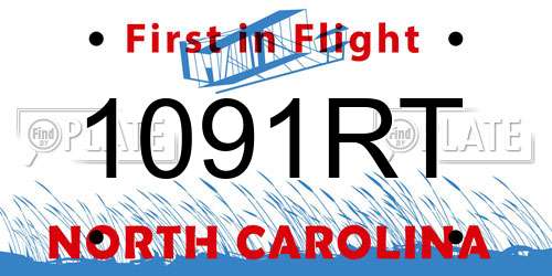 1091RT North Carolina License Plate