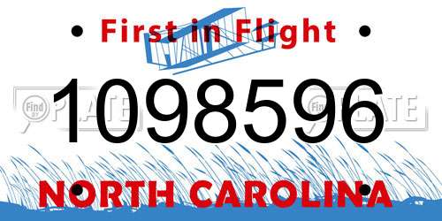 1098596 North Carolina License Plate