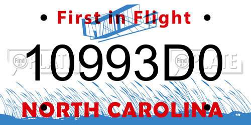 10993D0 North Carolina License Plate