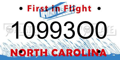 10993O0 North Carolina License Plate