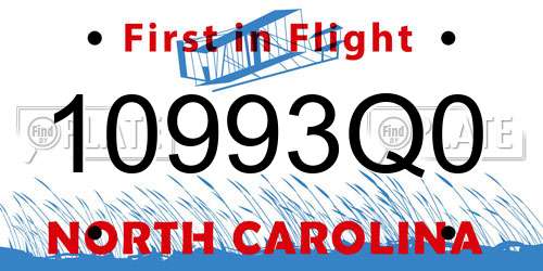 10993Q0 North Carolina License Plate