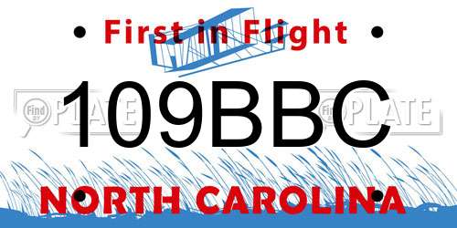109BBC North Carolina License Plate