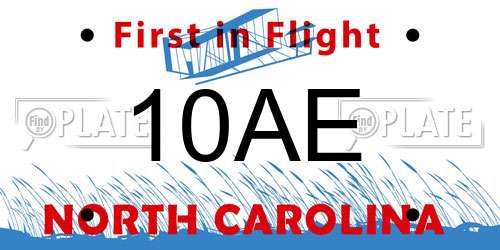 10AE North Carolina License Plate