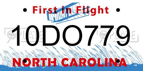 10DO779 North Carolina License Plate