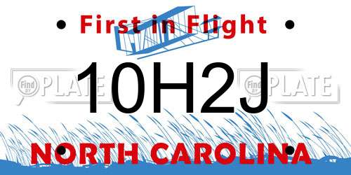 10H2J North Carolina License Plate