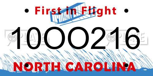 10OO216 North Carolina License Plate