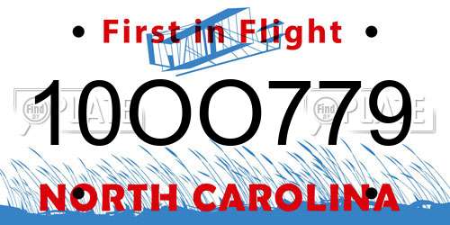 10OO779 North Carolina License Plate