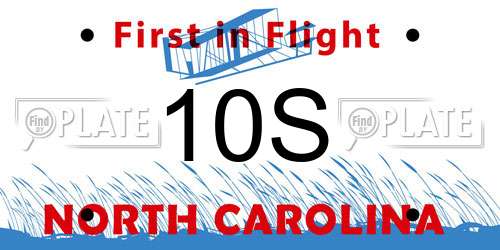 10S North Carolina License Plate