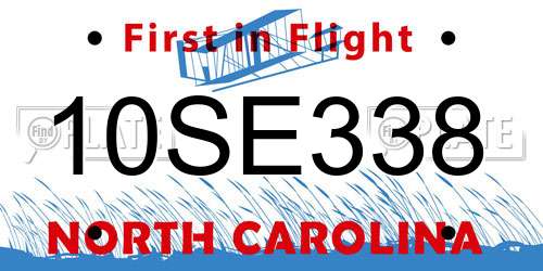 10SE338 North Carolina License Plate