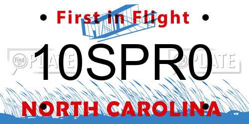 10SPR0 North Carolina License Plate