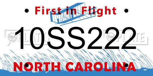 10SS222 North Carolina License Plate