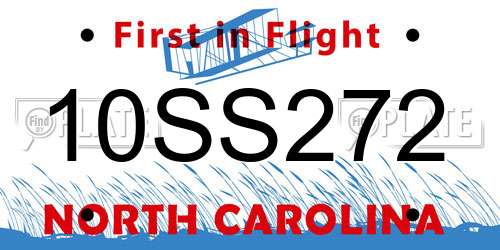 10SS272 North Carolina License Plate
