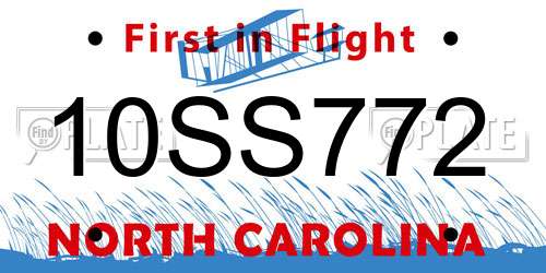 10SS772 North Carolina License Plate