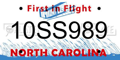 10SS989 North Carolina License Plate