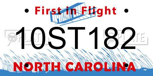 10ST182 North Carolina License Plate