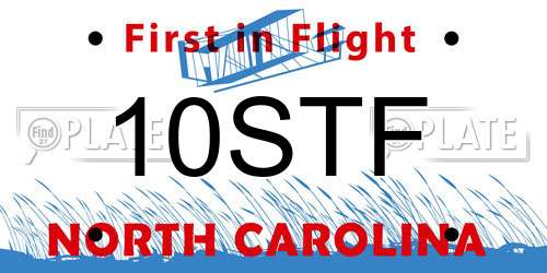 10STF North Carolina License Plate