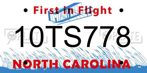 10TS778 North Carolina License Plate