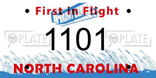 1101 North Carolina License Plate