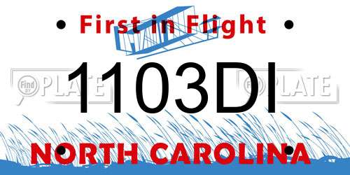 1103DI North Carolina License Plate
