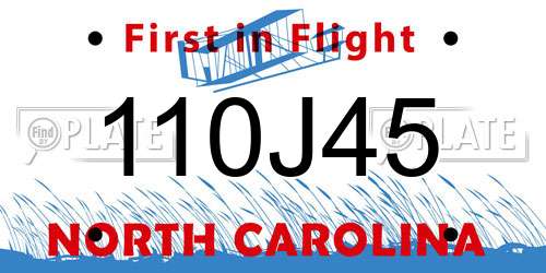 110J45 North Carolina License Plate
