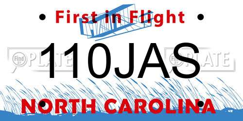 110JAS North Carolina License Plate