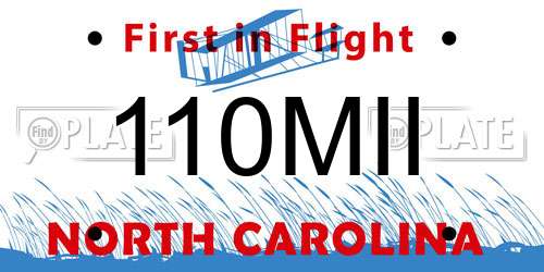 110MII North Carolina License Plate