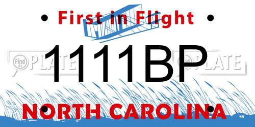 1111BP North Carolina License Plate